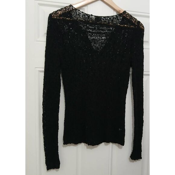 The Eileen fisher project womens small open knit top black whimsy gothic boho - Picture 5 of 7